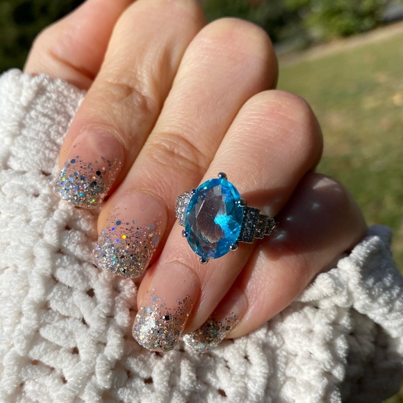 NEW 925 Sterling Silver Blue Stone Ring - Picture 3 of 13